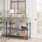 Console d'entrée, petite table d'entrée avec 2 tiroirs, table console étroite avec étagère de rangement pour salon