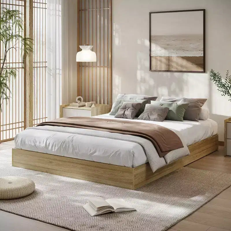 Wood Platform Bed Frame - Wooden Bed Frame Without Headboard, Wood Slat Support, No Box Spring Needed, Easy Assembly