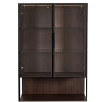 CLIHOME 51.2 Tall Lighted Display Cabinet with Tempered Glass Door, Metal Frame LED Curio Cabinet