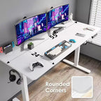 PexFix Bureau assis-debout électrique 140 x 60 cm, plateau blanc, réglable en hauteur, avec plateau fendu pour bureau à domicile