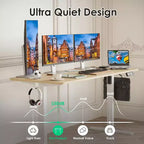 PexFix Bureau assis-debout électrique 55 x 24 avec plateau Nature, hauteur réglable, pour ordinateur, pour la maison ou le bureau, avec plateau assemblé