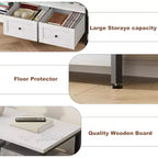 Meuble TV rustique de 180 cm avec rangement - Pour téléviseurs jusqu'à 75 pouces, 2 tiroirs et étagères ouvertes, meuble TV de style industriel avec cadre en métal