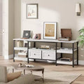Meuble TV rustique de 180 cm avec rangement - Pour téléviseurs jusqu'à 75 pouces, 2 tiroirs et étagères ouvertes, meuble TV de style industriel avec cadre en métal
