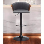 Chaise de bar pivotante réglable en hauteur HomeRoots en similicuir gris et noir avec structure en métal