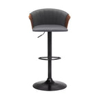Chaise de bar pivotante réglable en hauteur HomeRoots en similicuir gris et noir avec structure en métal