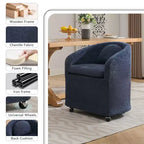 Okak Lot de 2 chaises de salle à manger modernes, chaises de salle à manger confortables en chenille avec roulettes universelles et coussins épais, chaises d'appoint de cuisine rembourrées