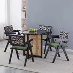 Lot de 2 chaises de salle à manger Okak en bois massif, chaises de salle à manger avec dossier en rotin et accoudoirs, chaises d'appoint de cuisine simples pour table de salon