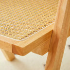 Lot de 2 chaises de salle à manger Okak en bois massif, chaises de salle à manger avec dossier en rotin et accoudoirs, chaises d'appoint de cuisine simples pour table de salon