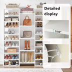 MAYEERTY Grand range-chaussures blanc à 14 niveaux et 23 étagères, organiseur de chaussures vertical d'une capacité de 46 paires pour petits espaces