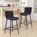 MAYEERTY Black 2-Pack Faux Leather Counter Bar Stools, Modern Design for Kitchen Islands & Dining Rooms