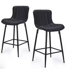 MAYEERTY Lot de 2 tabourets de bar de comptoir en similicuir noir, design moderne pour îlots de cuisine et salles à manger