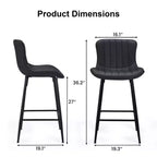 MAYEERTY Lot de 2 tabourets de bar de comptoir en similicuir noir, design moderne pour îlots de cuisine et salles à manger