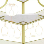 Meuble de bar d'angle CuisinSmart avec casier à vin amovible, meuble de bar avec porte-verres, petit buffet et armoire de rangement avec porte grillagée