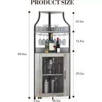 Meuble de bar d'angle CuisinSmart avec casier à vin amovible, meuble de bar avec porte-verres, petit buffet et armoire de rangement avec porte grillagée
