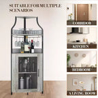 Meuble de bar d'angle CuisinSmart avec casier à vin amovible, meuble de bar avec porte-verres, petit buffet et armoire de rangement avec porte grillagée