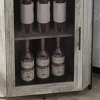 Meuble de bar d'angle CuisinSmart avec casier à vin amovible, meuble de bar avec porte-verres, petit buffet et armoire de rangement avec porte grillagée