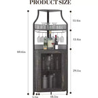Meuble de bar d'angle CuisinSmart avec casier à vin amovible, meuble de bar avec porte-verres, petit buffet et armoire de rangement avec porte grillagée