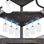 Meuble de bar d'angle CuisinSmart avec casier à vin amovible, meuble de bar avec porte-verres, petit buffet et armoire de rangement avec porte grillagée
