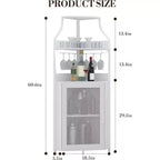 Meuble de bar d'angle CuisinSmart avec casier à vin amovible, meuble de bar avec porte-verres, petit buffet et armoire de rangement avec porte grillagée