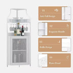 Meuble de bar d'angle CuisinSmart avec casier à vin amovible, meuble de bar avec porte-verres, petit buffet et armoire de rangement avec porte grillagée