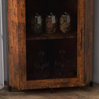 Meuble de bar d'angle CuisinSmart avec casier à vin amovible, meuble de bar avec porte-verres, petit buffet et armoire de rangement avec porte grillagée