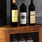 Meuble de bar d'angle CuisinSmart avec casier à vin amovible, meuble de bar avec porte-verres, petit buffet et armoire de rangement avec porte grillagée