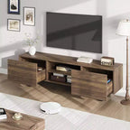 Meuble TV industriel de 75 pouces avec 2 tiroirs, console média en bois robuste pour salon et chambre à coucher