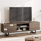 Meuble TV industriel de 75 pouces avec 2 tiroirs, console média en bois robuste pour salon et chambre à coucher