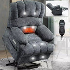 CLIHOME Fauteuil inclinable électrique releveur en chenille grande taille, largeur d'assise 23 pouces et dossier haut, avec massage vibrant 8 points et chauffage lombaire