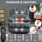 CLIHOME Fauteuil inclinable électrique releveur en chenille grande taille, largeur d'assise 23 pouces et dossier haut, avec massage vibrant 8 points et chauffage lombaire