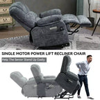 CLIHOME Fauteuil inclinable électrique releveur en chenille grande taille, largeur d'assise 23 pouces et dossier haut, avec massage vibrant 8 points et chauffage lombaire