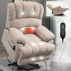 CLIHOME Fauteuil inclinable électrique releveur en chenille grande taille, largeur d'assise 23 pouces et dossier haut, avec massage vibrant 8 points et chauffage lombaire
