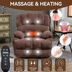 CLIHOME Fauteuil inclinable électrique releveur en chenille grande taille, largeur d'assise 23 pouces et dossier haut, avec massage vibrant 8 points et chauffage lombaire