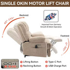 CLIHOME Fauteuil inclinable électrique releveur en chenille grande taille, largeur d'assise 23 pouces et dossier haut, avec massage vibrant 8 points et chauffage lombaire