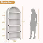 GustoWave Bibliothèque Haute de 181,96 cm, Étagère Murale Arched Style Ferme, Rangement d'Exposition, Étagères en Bois, Blanc/Gris