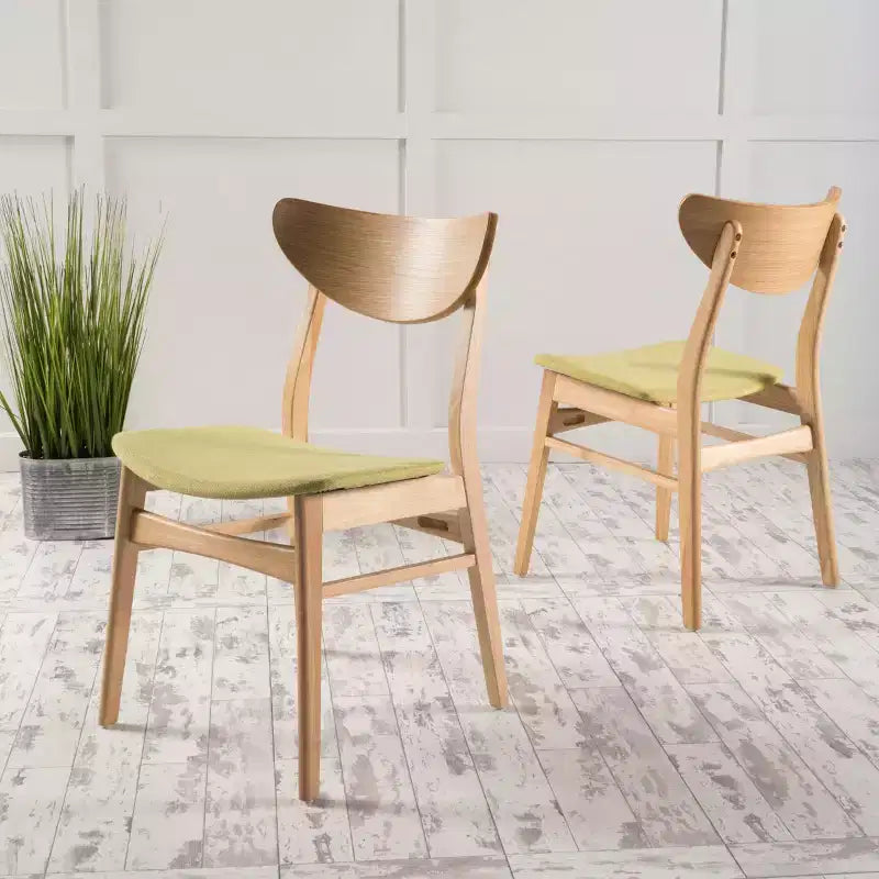 GDFStudio Toranto Mid-Century Modern Fabric Upholstered Rubberwood Dining Chairs (Set of 2)