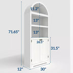 Meuble haut arqué GustoWave 71.6, Bibliothèque à 5 niveaux avec portes et étagères réglables, Armoire de rangement
