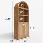 Meuble haut arqué GustoWave 71.6, Bibliothèque à 5 niveaux avec portes et étagères réglables, Armoire de rangement