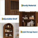 Meuble haut arqué GustoWave 71.6, Bibliothèque à 5 niveaux avec portes et étagères réglables, Armoire de rangement