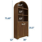 Meuble haut arqué GustoWave 71.6, Bibliothèque à 5 niveaux avec portes et étagères réglables, Armoire de rangement
