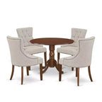 Ensemble de salle à manger rond HomeStock - Petite table à manger et quatre chaises de dînette, Acajou
