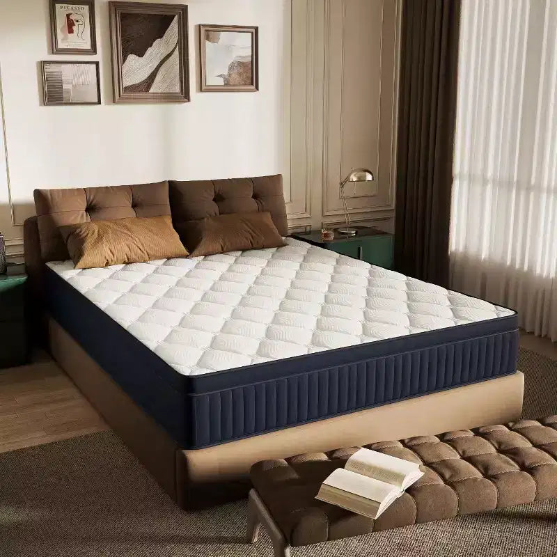 Swedrea Hybrid Mattress Breathable Medium Cooling Memory Foam Bed-in-a-Box White