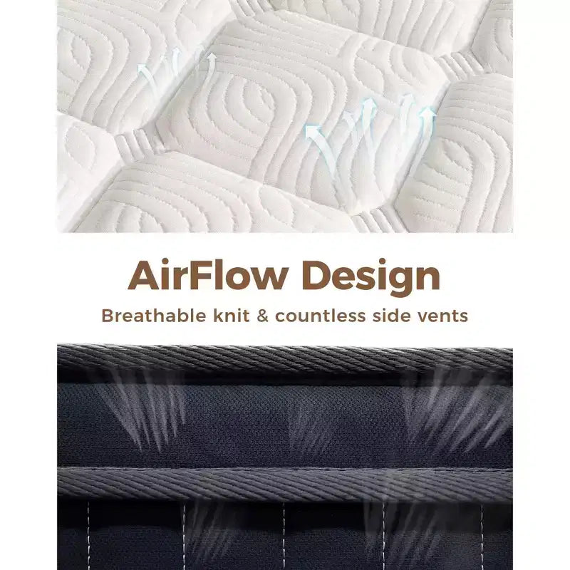 Matelas Hybride Swedrea, Mousse à Mémoire de Forme Respirante Refroidissante (Fermeté Moyenne), en Boîte, Blanc