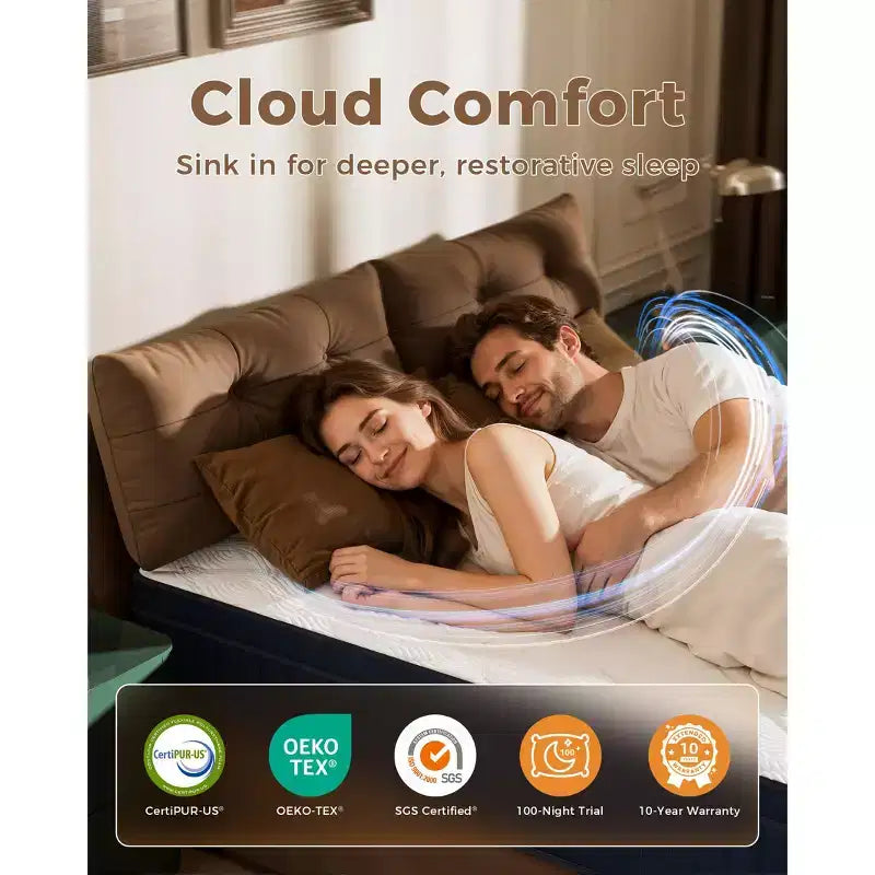 Matelas Hybride Swedrea, Mousse à Mémoire de Forme Respirante Refroidissante (Fermeté Moyenne), en Boîte, Blanc