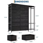 Commode de rangement avec 16 tiroirs, tringle à vêtements et étagères, organisateur de rangement en tissu pour chambre à coucher, placard ou entrée