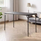 Table pliante de 4 pieds pour intérieur/extérieur, pieds métalliques verrouillables, plateau en cuir PU rembourré, pour pique-niques, fêtes, barbecues, camping