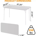 Table pliante de 4 pieds pour intérieur/extérieur, pieds métalliques verrouillables, plateau en cuir PU rembourré, pour pique-niques, fêtes, barbecues, camping