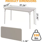 Table pliante de 4 pieds pour intérieur/extérieur, pieds métalliques verrouillables, plateau en cuir PU rembourré, pour pique-niques, fêtes, barbecues, camping