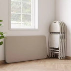 Table pliante de 4 pieds pour intérieur/extérieur, pieds métalliques verrouillables, plateau en cuir PU rembourré, pour pique-niques, fêtes, barbecues, camping