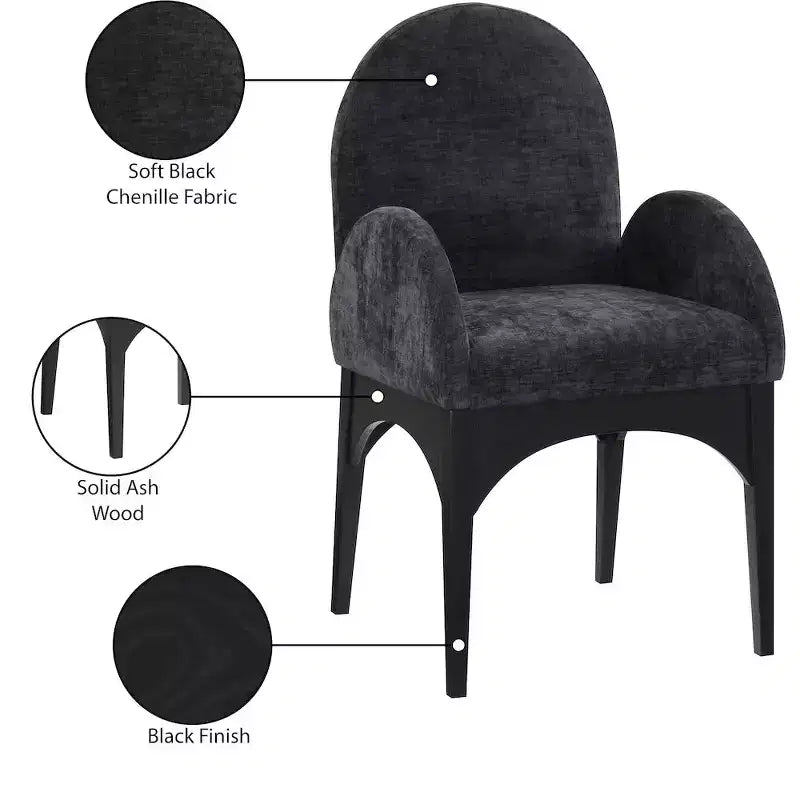 Meridian Furniture, Chaise de salle à manger en tissu chenille Waldorf